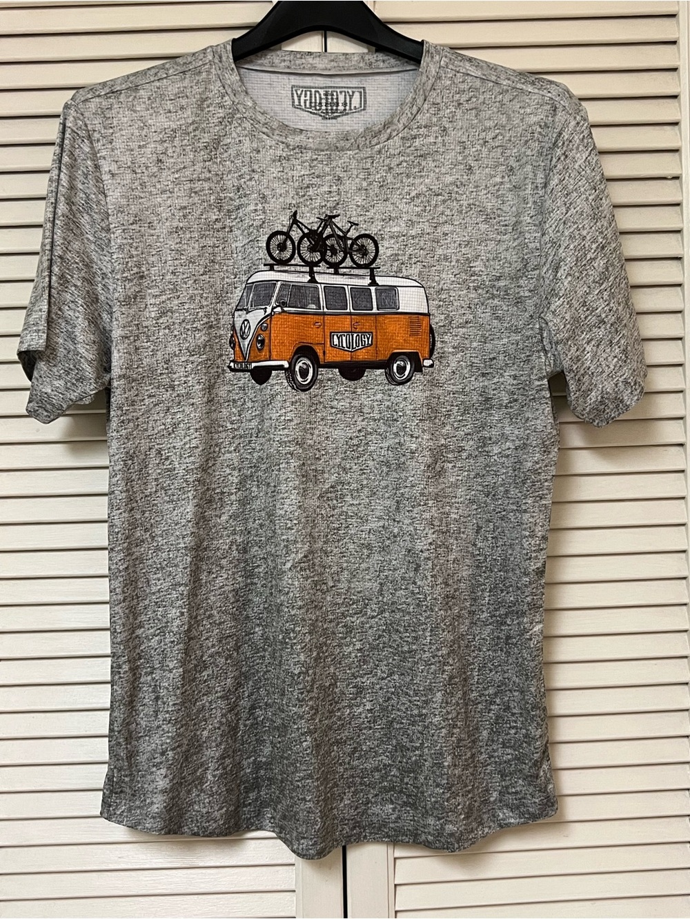 Cycology Men’s Gray VW Bus and Bike T-shirt - Size Large - EUC